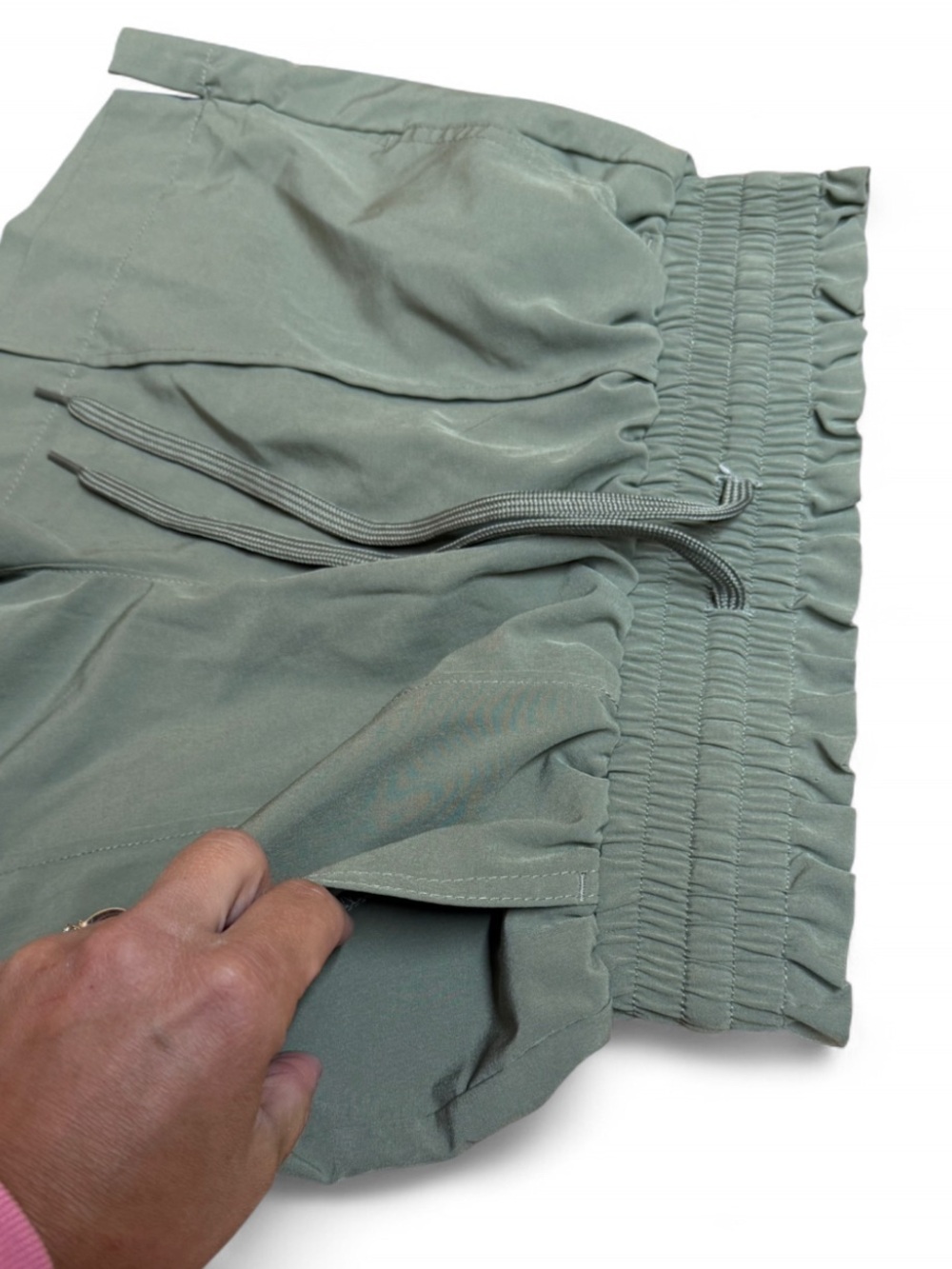 No Boundaries Women’s Paperbag Waist Hiking Shorts Green XS - Picture 3 of 6